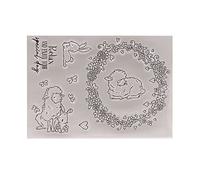 arriettycraft Happy Easter Clear Stamps for Card Making or Journaling, Easter Sheep Easter Wreath Rubber Stamps for DIY Scrapbooking Gift Tags Photo Album Paper Crafting-A1982