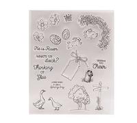 arriettycraft Happy Easter Clear Stamps for Card Making or Journaling Spring Bunny Eggs Ducks Flowers Tags Rubber Stamps for DIY Scrapbooking Album Photo Paper Crafting Decoration-A1981