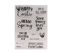 arriettycraft Happy Easter Sentiment Clear Stamps for Card Making or Journaling Hello Spring Greeting Words Rubber Stamps for DIY Scrapbooking Photo Album Tools Paper Crafting Decoration-A1983