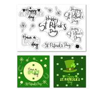 arriettycraft Happy St. Patrick's Day Phrase Sentiment Clear Stamps for Decorative Card Making Journaling, Lucky Day Phrase Words Clover Silicone Rubber Stamps for Scrapbooking Paper Crafting DIY