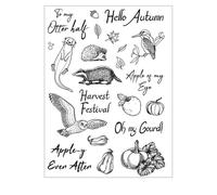 arriettycraft Harvest Festival Autumn Clear Stamps for Card Making or Journaling,Pumpkin Hedgehog Owl Leaves Silicone Rubber Stamps for Scrapbooking journals Paper Crafts Decoration