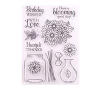 arriettycraft Have a Blooming Day Birthday Wishes with Love DIY Flowers Leaves Vase Clear Stamps for Card Making Decoration and DIY Scrapbooking Rubber Stamps-A1668
