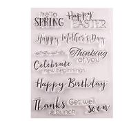 arriettycraft Hello Spring Happy Easter Mother's Day Happy Birthday Celebrate Sentiments Greetings Clear Stamps for Cards Making Decoration Clear Stamps or Scrapbooking Paper Craft Tools-A1542