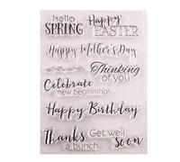 arriettycraft Hello Spring Happy Easter Mother's Day Happy Birthday Celebrate Sentiments Greetings Clear Stamps for Cards Making Decoration Clear Stamps or Scrapbooking Paper Craft Tools