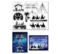 arriettycraft Holy Night Clear Stamps Set Star of Bethlehem Scrapbooking Stamp for Card Making Birth of Jesus Christ Silicone Stamp for DIY Scrapbooking Making