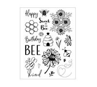 arriettycraft Honey Bee Clear Stamps for Card Making and Journaling, Daisy Flowers Silicone Stamps Honeycomb Rubber Stamps for Gift Tags Paper Crafting Scrapbooking Decor