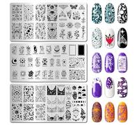 arriettycraft Magical Tarot Nail Stamping Plates Set of 3 - Celestial Tarot Moth Stainless Steel Stamping Template Manicure Art Tools for DIY Witchy & Mystical Print Manicure Salon Supplies