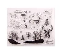 arriettycraft Merry Christmas Winter Wonderland Deer Elk Bird Snowflakes Clear Stamps for Cards Making Decoration and Scrapbooking Rubber Stamps for Craft-A1190