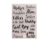 arriettycraft Mother's Day Father Clear Stamps for Card Making Friend My Hero Words Phrase Rubber Silicone Stamp for Scrapbooking Gift Tags Paper Crafting Decoration