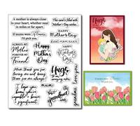 arriettycraft Mothers Day Sentiment Clear Stamps for Handmade Cards - Mom Day Verses Rubber Stamps for Scrapbook Gift Tags Notebook Decor Paper Craft Supplies