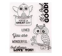 arriettycraft Owl Have a Good Day Love You Wonderful Rubber Clear Stamp for Card Making Decoration and Scrapbooking