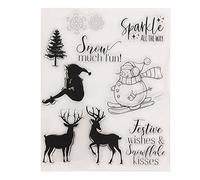 arriettycraft Snowman Elf Deer Elk Snowflakes Christmas Tree Clear Stamps for Card Making Decoration and DIY Scrapbooking