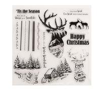arriettycraft Tis The Season Christmas Winter Wonderland Elk Deer Trees Clear Stamps for Card Making Decoration and DIY Scrapbooking