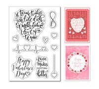 arriettycraft Valentine’s Day Sentiment Clear Stamps Set for Card Making or Journaling, I Love You Phrase Hearts Transparent Silicone Stamps for Journals Scrapbooking Paper Crafts Decoration