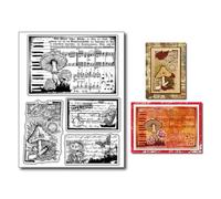 arriettycraft Vintage Style Mushroom Background Clear Stamps Music Note Butterfly Background Rubber Stamp for Card Making DIY Scrapbooking Album Journals Decor