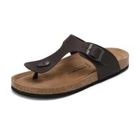 ARRIGO BELLO Mens Flip Flops Thong Sandals Orthotic Arch Support Slides with Adjustable Buckle Straps and Cork Footbed Anti Slip Summer Slipper Size UK 7-11(M-Brown,9.5)