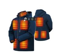 ARRIS Heated Jacket for Men, Electric Heating Warm Coat W/ 7.4V Rechargeable Battery/8 Heating Areas/Detachable Hood for Winter Use Navy Blue S