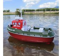 ARRIS Mini RC Boat, 1:72 Scale RC Tugboat with 2.4 GHz Remote, 2 Rechargeable Batteries & LED Lights for Pools Lakes, RTR RC Boats for Adults Summer Gifts Toys (Green)