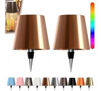 ARRITS 2PCS Pridola Wireless Bottle Lamp, RGB/3 Color Stepless Dimming, Touch Control Wine Bottle Lampshade, Rechargeable, Iron, Rose Gold