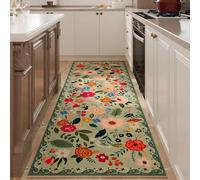 ARRITS Boho Retro Floral Runner Rug, 90x150cm, Green, Non-Slip, Machine Washable, Low Pile, Perfect for Hallways, Kitchen, Bathroom