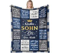 ARRITS Cuddly Blanket Gift for Son from Mum and Dad 150 x 200 cm Personalised Blanket To My Son for Birthday Christmas, Parents for Sons Super Soft Flannel Blanket Sofa Blanket