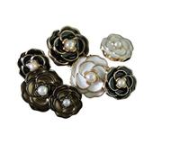 Arrival Antique Rhinestone Pearl Metal Buttons for Clothes Coat Cardigan Sweater 6PCS/Lot 18MM/23MM for Clothing Bridal(Mixed Design,18MM 6PCS)