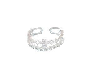 Arrival Exquisite Double Zircon Female 925 Silver Personality Flower Temperament Opening Rings