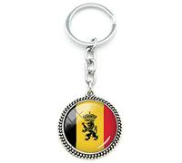 Arrival Jewelry keychain Belgium State Flag art picture pendant key chain ring holder llavero good friend gift