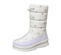 Arrival Oversized Round Toe Side Zip Thick Sole Boots for Everyday Wear Women’s Boots Autumn Winter Versatile Tall Boot with Comfortable Flat Heel and Zip Closure (White, 6)