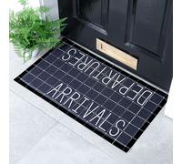 Arrivals Departures Indoor & Outdoor Doormat - 70x40cm Artsy Mats Black 40cm x 70cm