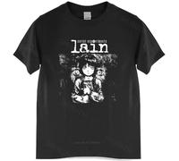 Arrived Mens t Shirt Serial Experiments Lain Tshirt Men Cotton Harajuku Japan Manga Iwakura Tees Homme T-Shirt Size L Black