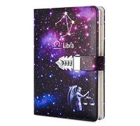 ARRLSDB A5 Creative Password Lock Journal PU Leather Combination Lock Diary Locking Diary Notepad (Libra)