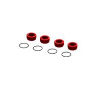 ARRMA Aluminum Front Hub Nut Red 4-Piece Set with O-Rings ARA320467