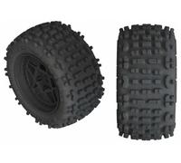 ARRMA Backflip LP 4S 1/10 3.8 Glued Black RC Monster Truck Tyre Wheel AR550050