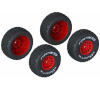 ARRMA dBoots FORTRESS Tyre Set Glued 1/16 RC Wheels Red ARA550116