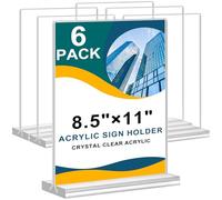 Arrobust 8.5 x 11 Acrylic Sign Holder Clear Display Table Signs Stand, Double Sided T Shape Flyer Holder Plastic for Picture Paper Frame Holder Home Office Menu Retail Show Fair, 6 Pack