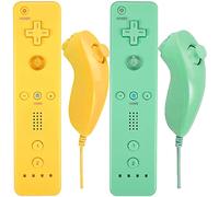 Arrocent Controller for Wii and Nunchuck Wireless, Remote Controller Compatible for Wii Wii U Console, with Silicone Case and Wrist Strap - Yellow and Green