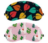 Arrogant Alpacas Pattern Green Cactus Pink 2-Pack Light-Blocking, Soft, Breathable Sleeping Masks Blindfold Sleep Masks