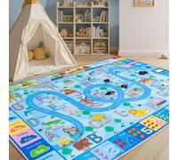 Arroganttiom 4 x 5 Feet Blue Zoo Themed Kids Educational Play Area Rug