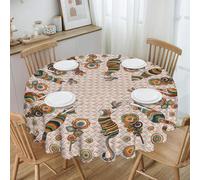 Arroganttiom Round Tablecloth 60 inch, Boho Nation Round Table Cloth, Stain Resistance Water Repellent Wrinkle-Free, Vintage Cat Circle Tablecloth for Home Kitchen Dining Party Patio Indoor Outdoor