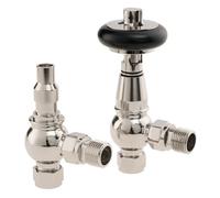 Arroll Chrome Wooden Head Straight Radiator Valve & Lockshield