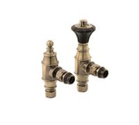 Arroll Uk29 Thermostatic Radiator Valve And Lock Shield - Brushed Brass Finish