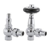 Arroll Wooden Head Thermostatic Radiator Valve & Lockshield Chrome