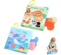 ARROMI 2 Pack Cloth Books for Babies, Baby Books 6-12 Months, Sensory Books for Babies, Baby Sensory Book, Newborn Toys 0-3 6 9 12 Months Boys Girls Gifts, Early Education for 0-6 Months