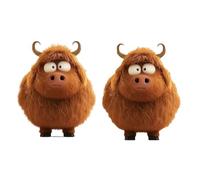 ARROMI 2 PCS Highland Cow Keyring, Highland Cow Gifts, Soft Plush Keychain, Cute Yak Keyring for Kids, Emotional Support for Women, Birthday Christmas (2D Keyrings)
