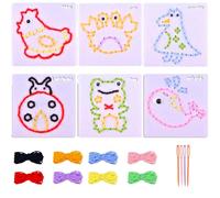 ARROMI 6 PCS First Sewing Kit for Girls, Sewing Kit for Kids with Shape Card Colored Threads, Fine Motor Skills Toys, Toddler Arts and Crafts Age 3, Threading Toys, Montessori Toys for 3+ Year Olds