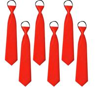 ARROMI 6 PCS School Tie, Red Tie, Kids Pre-Tied Necktie with Loop, Elasticated Pre-tied Tie For Toddlers to Teenagers - Weddings, School Uniforms, Boys & Girls