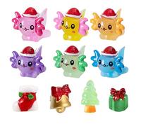 ARROMI Mini Axolotl, Axolotl Toy, Tiny Animals, 10 Styles Tiny Toys, Christmas Scenes Resin Set, for DIY Craft Garden Landscape Dollhouse Potted Plants Decorations