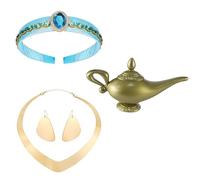 ARROMI Women’s Themed Accessory Set, 4-Piece Decor Kit with Headband, Necklace, Earrings and Genie Lamp, Ideal for Halloween, Cosplay & Themed Parties
