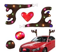 Arroopu Car Decoration Antlers - Christmas Vehicle Exterior Decoration with LED Light | Festive Vehicle Roof Ornament | for SUVs Trucks Sedans Drivers Road Trips Holiday Parties Themed Events Parade